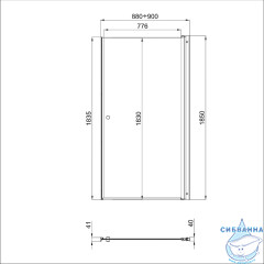Дверь в нишу Тритон Уно 90х185 профиль хром, стекло прозрачное