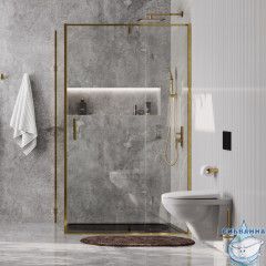 Душевое ограждение Wasserkraft Aisch 55P19 100x100 профиль золото, стекло прозрачный (без поддона)