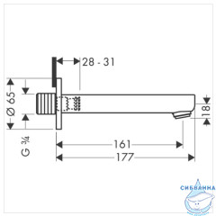 Излив для ванны  Hansgrohe  Metropol S 14420000