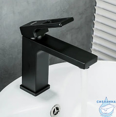 Смеситель для раковины Gappo G1017-6 (без донного клапана) (черный матовый)