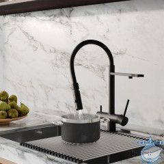 Смеситель для кухни с фильтром и гибким изливом, черный матовый, Ace, IDDIS, ACEBLFFi05