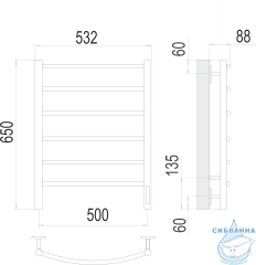 Полотенцесушитель электрический Terminus Классик П6 50х65 (сатин)