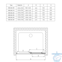 Дверь в нишу Vincea Alpha 120 профиль вороненая сталь, стекло прозрачное VDS-3AL120CLGM
