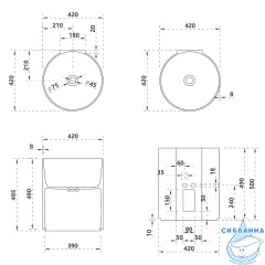 Раковина 42 см ABBER Kristall  AT2704Emerald