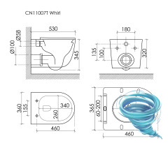 Унитаз подвесной безободковый Ceramicanova Whirl CN11007T с сиденьем быстросъемным Soft Close (микролифт)