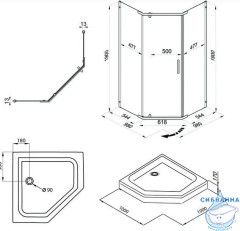 Душевое ограждение Тритон Дека 100x100 профиль графит, стекло прозрачное Щ0000073926 (с поддоном)