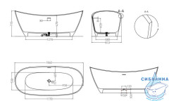 Ванна из искусственного камня Salini Noemi Bassa 185x78 (материал S-Sense, белый глянцевый)