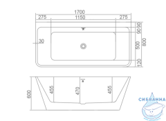 Ванна акриловая Calypso Santiago 170x80