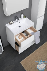 Тумба Aquanet Гласс 70 с раковиной Орлеан 70 белый глянец