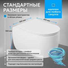 Унитаз-биде подвесной безободковый Abber Bequem AC1104TNS с сиденьем Soft Close (микролифт) (белый)