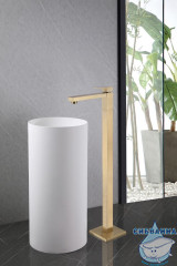  Смеситель для раковины напольный ABBER Daheim AF8241G (без донного клапана) (золото матовое)