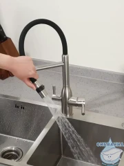 Смеситель кухни Frap F4398-5 сатин (/черный)