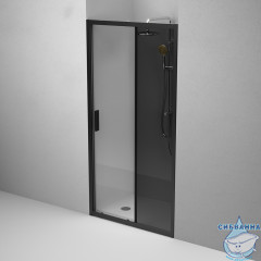 Дверь в нишу AM.PM Gem W90G-100-1-195BG 100 см профиль черный, стекло тонированное