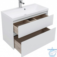 Тумба Aquanet Гласс 90 с раковиной Орлеан 90 белый глянец