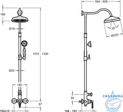 Душевая система Jacob Delafon Cleo 220 1 режим E24311-CP (хром/белый)