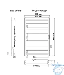 Полотенцесушитель электрический Indigo Oktava Slim (с таймером) 50х80 оружейная сталь (с возможностью скрытого подключения, подключение R/L)