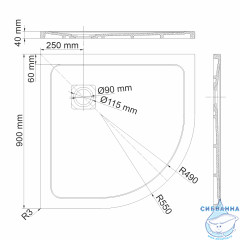 Поддон из литьевого мрамора WasserKRAFT Dinkel 90x90 58T01