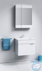 Тумба подвесная Aqwella Classic Бриг 60 с раковиной Quadro 60 белый глянец