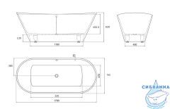 Ванна из литьевого мрамора New Line Sanitary Амелия 179х76 (без перелива)