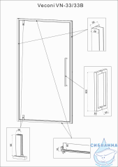 Дверь в нишу Veconi Vianno 80 профиль черный, стекло прозрачное VN33B-80-01-C7
