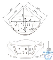Акриовая ванна Gemy G9247 K 165х165 с гидромассажем