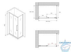 Душевое ограждение ABBER Schwarzer Diamant AG30100MH-S100M 100x100 профиль хром, стекло  матовое (без поддона)