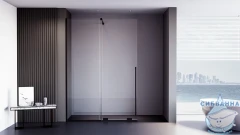 Walk-in Veconi Премиум тренто 150 профиль черный, стекло прозрачное PTDW-50B-150-01-C4