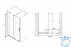 Дверь в нишу ABBER Komfort AG90120 120x200 профиль хром, стекло прозрачное