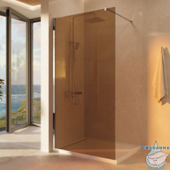 Душевое ограждение Vincea Walk-In 90 см профиль хром, стекло янтарь VSW-1H900GS