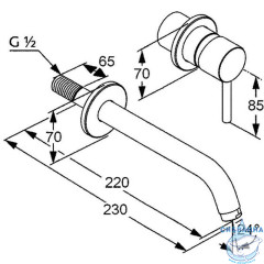  Смеситель для раковины встраиваемый  Kludi Bozz 38245N076 (брашированное золото)