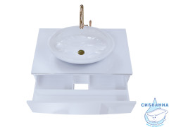 Тумба подвесная 1Marka Nega 60П белый глянец с раковиной Roll 53