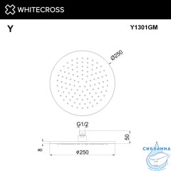 Верхний душ WHITECROSS D=25 см Y1301GM (оружейная сталь)