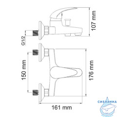 Смеситель для ванны WasserKRAFT Isen 2601 с душевым гарнитуром (хром)