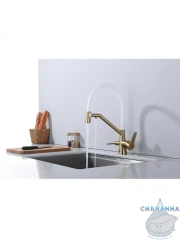 Смеситель для кухни Raglo R80.62.03 (сатин золотой/белый)