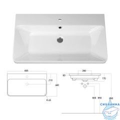 Тумба напольная Brevita Victory 80 серый с раковиной Dreja Luxury 80