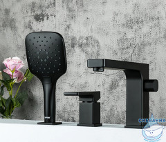 Смеситель для ванны на борт Gappo G1117-6 с аксессуарами ( черный матовый)