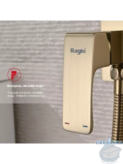 Встраиваемый смеситель Raglo R01.52.03 с гигиеническим душем (сатин золотой)