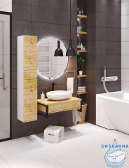 Тумба подвесная 1Marka GRUNGE LOFT 80П (1 ящик) Дуб Вотан с раковиной Sanita Luxe Инфинити 60