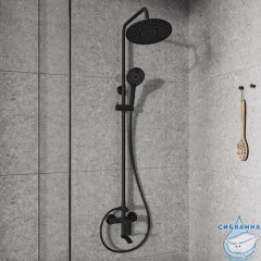 Смеситель для ванны с верхним душем, черный матовый, Rora, Milardo, RORBL4FM06