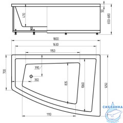Акриловая ванна Aquatek Оракул R 180х125 с каркасом