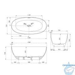 Ванна из искусственного камня ABBER Stein 150x72 AS9624-1.5