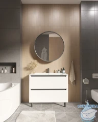 Тумба напольная 1Marka Coda 105Н с раковиной Оскар 105 белый матовый