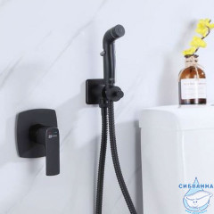 Встраиваемый смеситель с гигиеническим душем Lemark Ursus LM7219BL (черный матовый)
