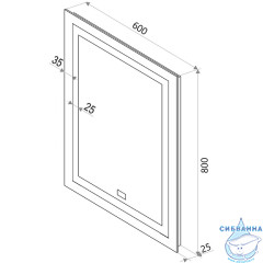 Зеркало Calypso Verte Led 60х80 с подсветкой и часами ЗЛП478
