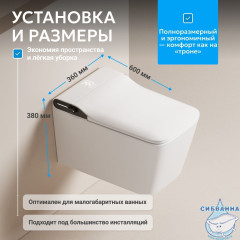 Унитаз подвесной безободковый Abber Rechteck AC1215S с сиденьем Soft Close (микролифт) (белый матовый)