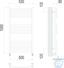 Полотенцесушитель водяной Terminus Палермо П13 50х100 (нижнее подключение)