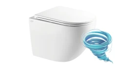 Унитаз подвесной безободковый, смыв торнадо Charus Estella Tornado CR.521.WT3.01 с сиденьем Soft Close (микролифт)