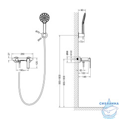 Смеситель для ванны Timo Anni 2714/03Y с аксессуарами (черный матовый)