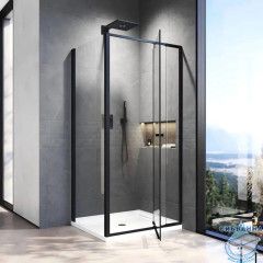 Душевое ограждение Veconi Ровиго 80x80 профиль черный, стекло прозракчное RV026B-8080-01-C8 (без поддона)