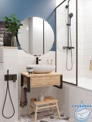 Тумба подвесная 1Marka GRUNGE LOFT 60П (1 ящик) Дуб Вотан с раковиной Sanita Luxe Инфинити 60